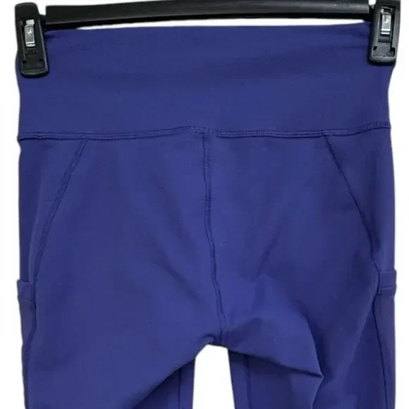 Fabletics Medium PowerHold Ankle Leggings Mid-Rise Pockets Stretch Active Purple - Picture 4 of 8